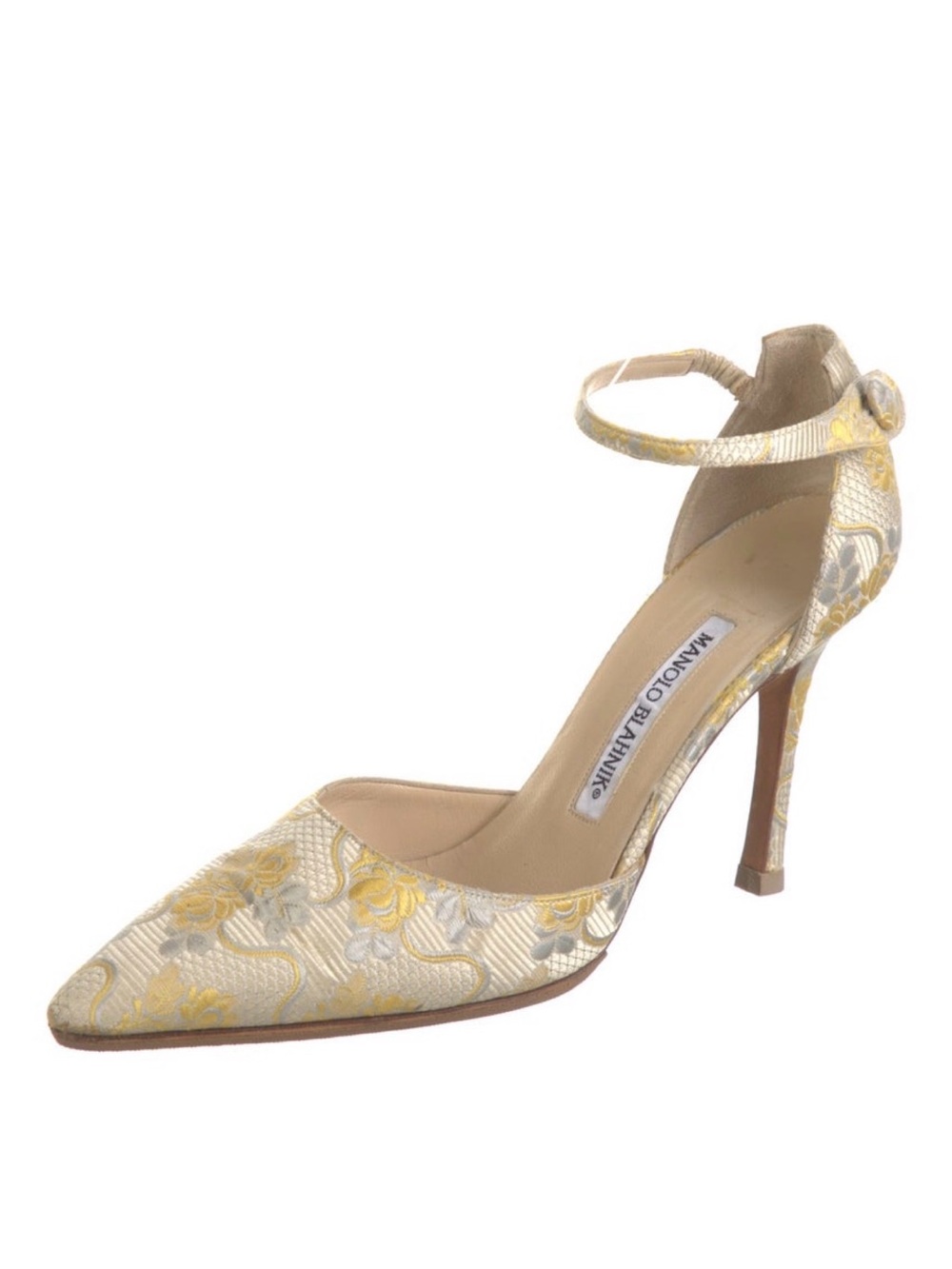 Manolo Blahnik D’Orsay patterned Brocade Pumps